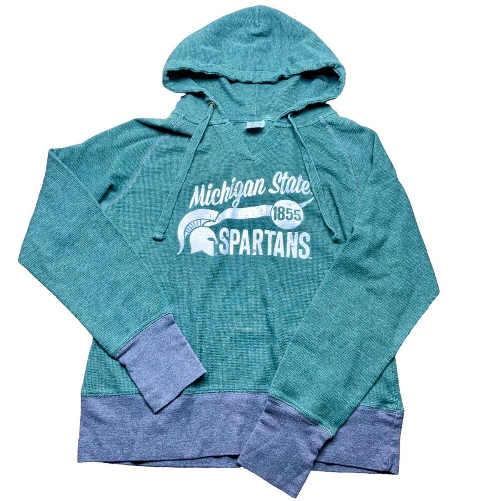 Pro Edge Michigan State Green Hoodie - Size Large, Thumb Holes, Hooded, V-Neck